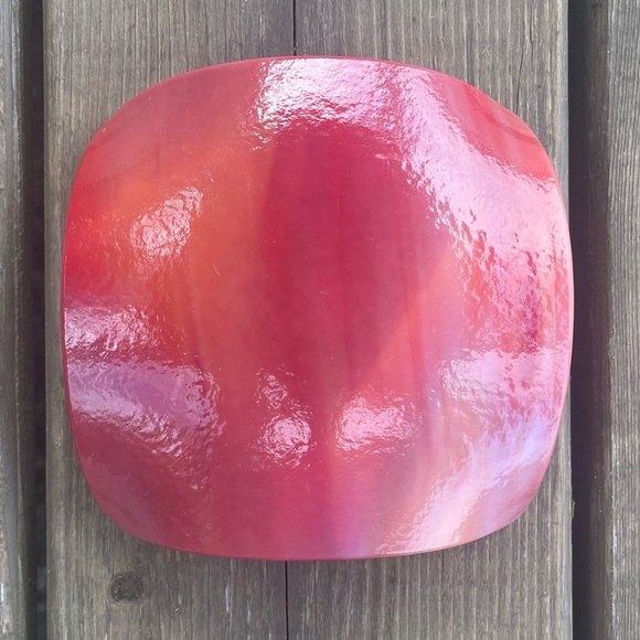 Fused Glass Pink, Red, and White Swirl Trinket Dish Tealight Holder Catchall - Picture 12 of 13